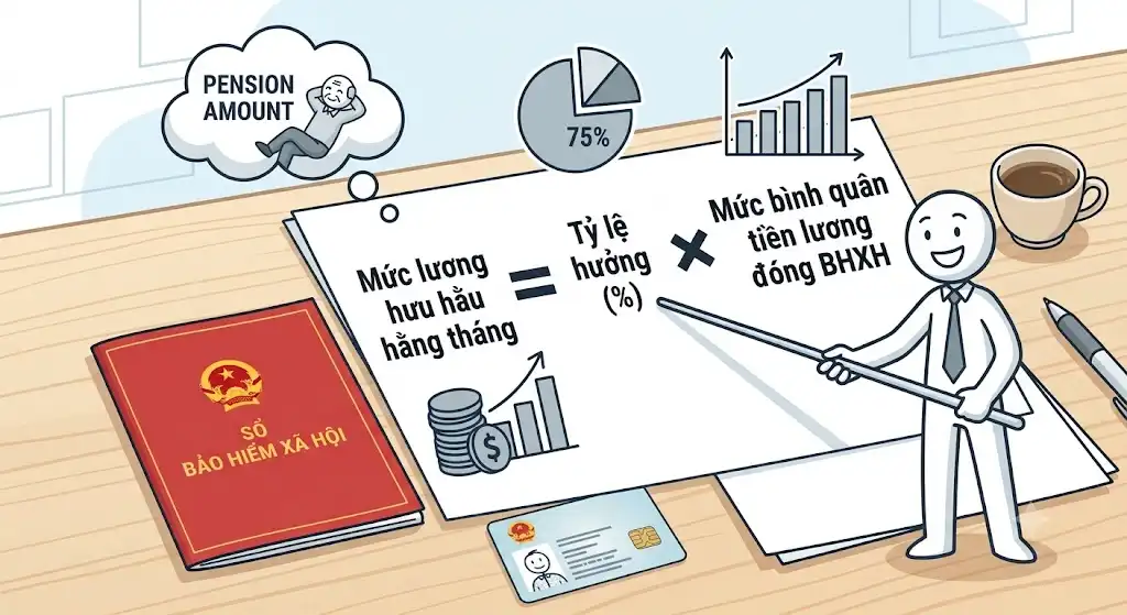Công thức tính lương hưu BHXH