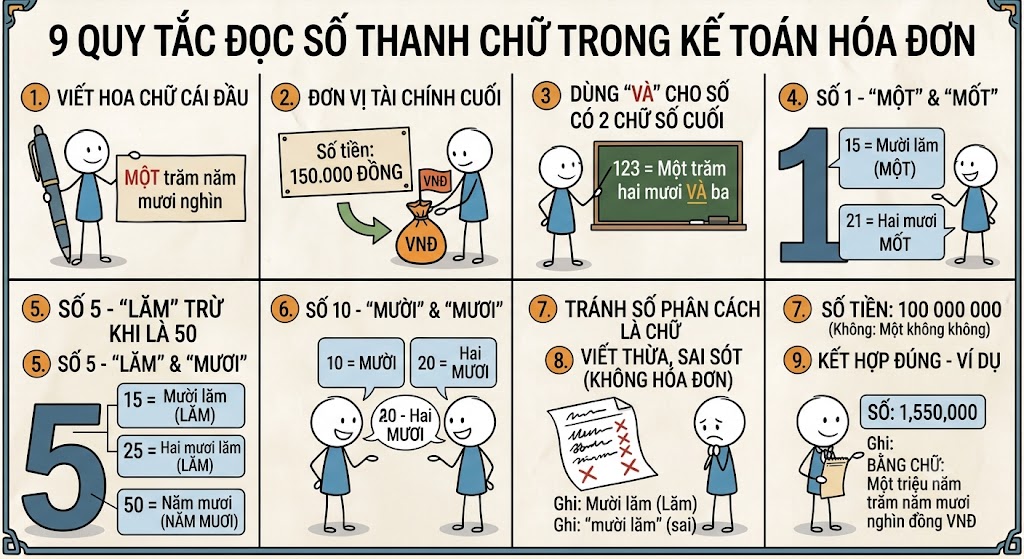 Quy tắc đọc số thành chữ trong kế toán hóa đơn