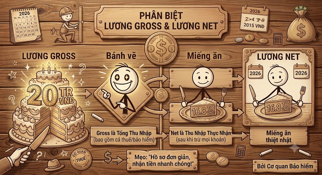 Phân biệt lương Gross và lương Net chi tiết