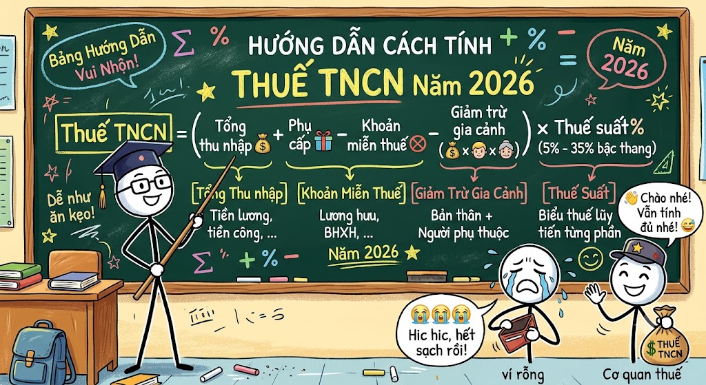 Hướng dẫn tính thuế thu nhập cá nhân 2026