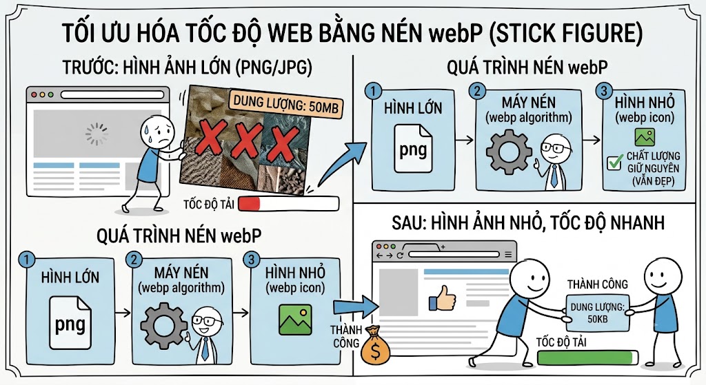 Cách nén ảnh và chuyển đổi sang WebP tối ưu hóa tốc độ tải trang