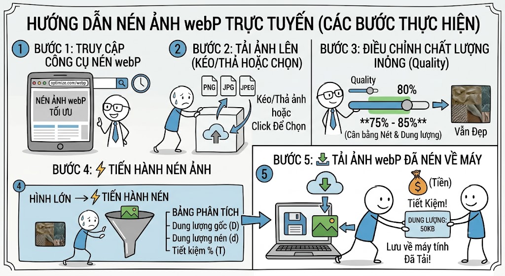 Các bước thực hiện nén ảnh WebP trực tuyến